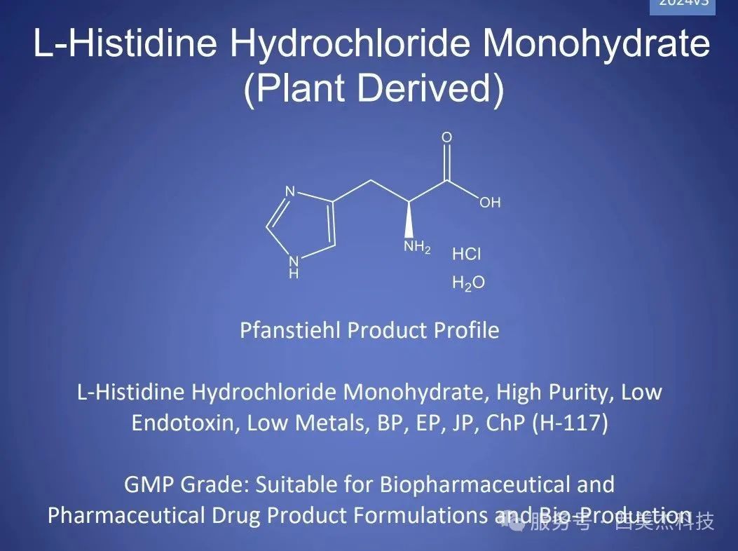 喜訊！Pfanstiehl 注射級鹽酸組氨酸 (H-117) CDE登記號已激活轉A！